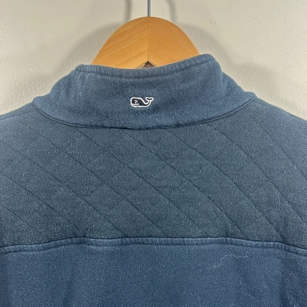 Vineyard Vines Navy Blue Quilted Men's Quarter Zip Long Sleeve Sweatshirt Medium